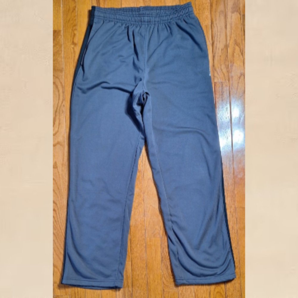 Reebok Gray Black Sweatpants Large Fleece Lined Athletic 90s Warm Ups Inseam 29" - Picture 2 of 10